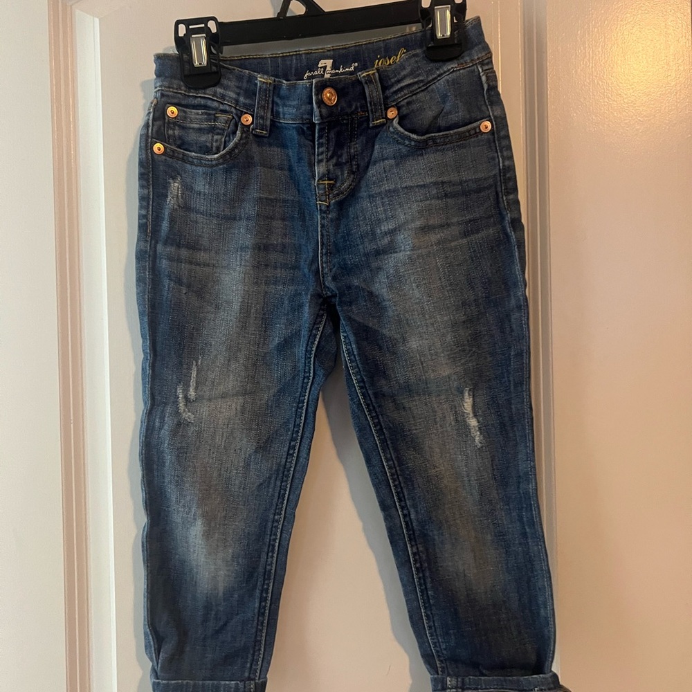 Authentic Girl’s 7 For All Mankind Blue Jeans with Distressing and Vintage Look